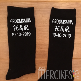sokken voor groomsman bedrukt met tekst