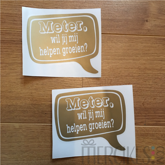 meter, wil jij mij helpen groeien? losse sticker, diy peter meter cadeau