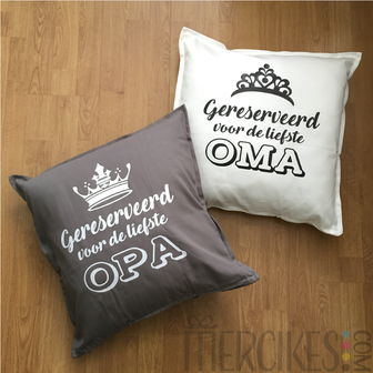 Cadeau Opa- Kussenhoes &quot;Gereserveerd Opa&quot;