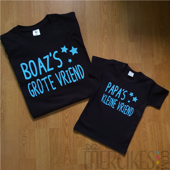Matching t-shirts Papa&#039;s Kleine Vriend(in), Naam&#039;s Grote Vriend