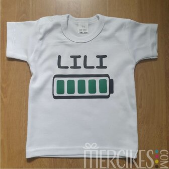 Shirtje met naam Batterijlevel