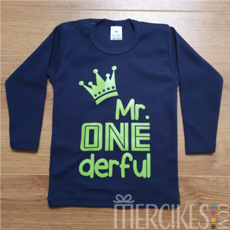 Verjaardag Shirtje Eerste Verjaardag Mr. One derful