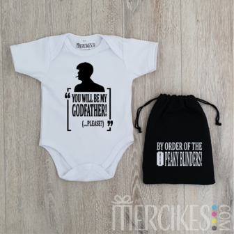 Zakje peaky blinders met romper Godmother / Godfather