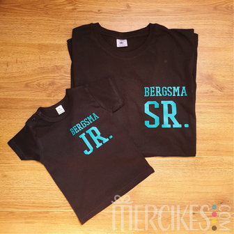 Set t-shirts Sr. en Jr. met Achternaam