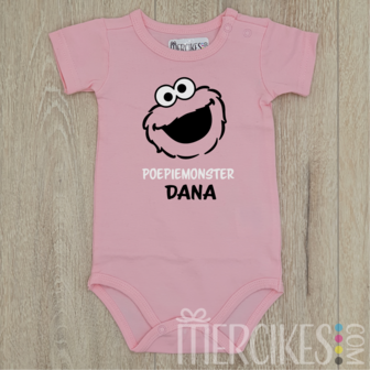 orgineel cadeau babyborrel, poepiemonster body met naam