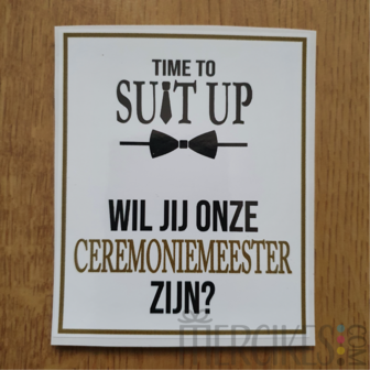 Ceremoniemeester vragen met wijn of Bier - Suit up