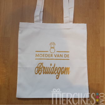 cadeau moeder bij bruiloft, katoenen tas moeder van de bruidegom