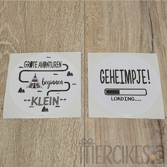 Grote avonturen beginnen klein - losse sticker wit