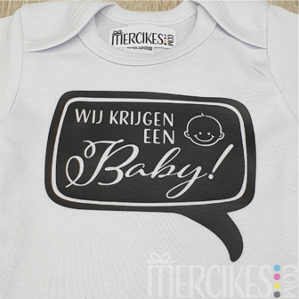 romper wij krijgen een baby, leuk idee aanstaande papa verrassen met zwangerschap