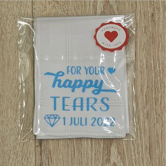 Zakdoek for your Happy Tears met Trouwdatum