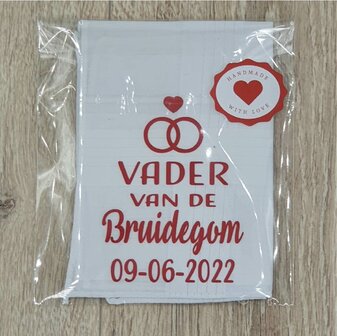 Zakdoek Vader van de Bruid / Bruidegom m&eacute;t DATUM