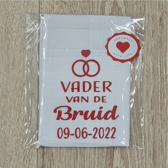 Zakdoek Vader van de Bruid / Bruidegom m&eacute;t DATUM