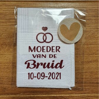 Zakdoek Moeder Bruid/Bruidegom met Datum
