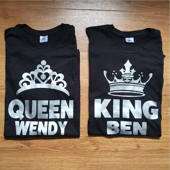 king en queen shirts met naam