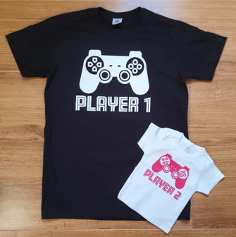 hetzelfde shirt vader dochter player 1 player 2