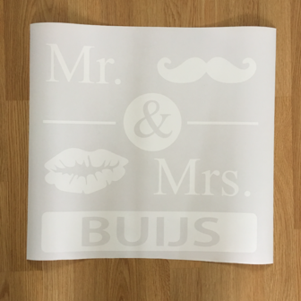 Mr &amp; Mrs Auto Sticker met Achternaam