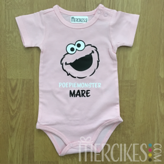 Cadeau Baby Poepiemonster met Naam Roze