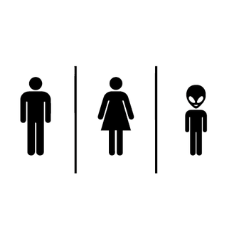 Deursticker Toiletsticker Man Vrouw Alien bij Mercikes.com