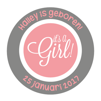 Geboortesticker Fullcolor It`s a Girl Rond