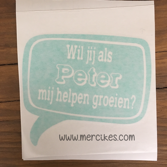 wil jij als meter peter mij helpen groeien, diy cadeau peter meter, losse sticker