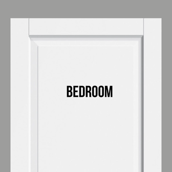 plakletters met de tekst op deur slaapkamer bedroom