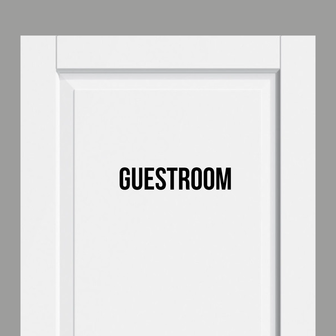 deursticker met eigen tekst of tekst guestroom strak design