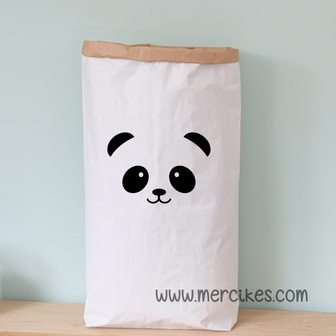Cute papieren opbergzak voor speelgoed met een lieve panda.