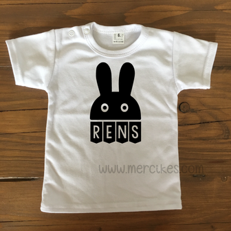 t-shirt met naam en grappig konijn
