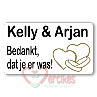 Sticker 6 x 3,5 cm Huwelijk Bedankt Ringen