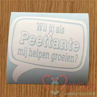 orgineel cadeau peettante, gieter helpen groeien, losse sticker