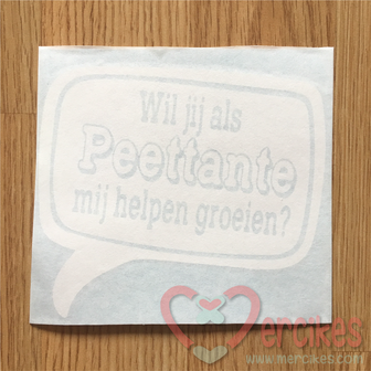 peettante vragen met deze losse sticker wil jij als peettante mij helpen groeien