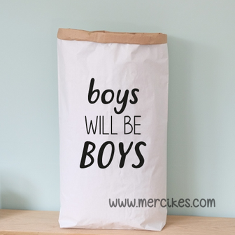 Paper bag,paperbags,kraft opbergzak Boys will be Boys