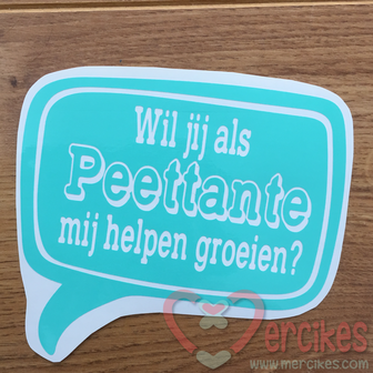 losse sticker cadeau peettante, wil jij als peettante mij helpen groeien, kado meter