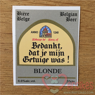 bedankje getuige voor 1 flesje bier leffe