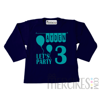 Shirt Verjaardag Let&#039;s Party - Lange mouw