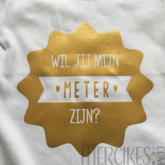 Kado Peettante: Romper Badge &quot;Wil jij mijn Meter / Peettante zijn?&quot;