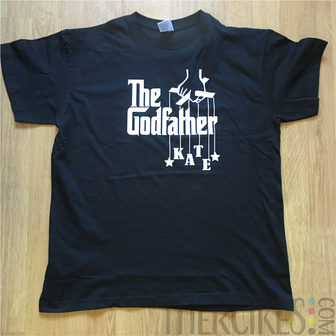 cadeau peter godfather met naam van petekind, godfather t-shirt