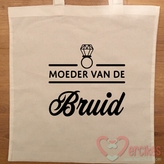 tas bedrukt huwelijk, mama bruid cadeau