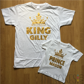 zelfde shirt voor papa en zoon, king en prince