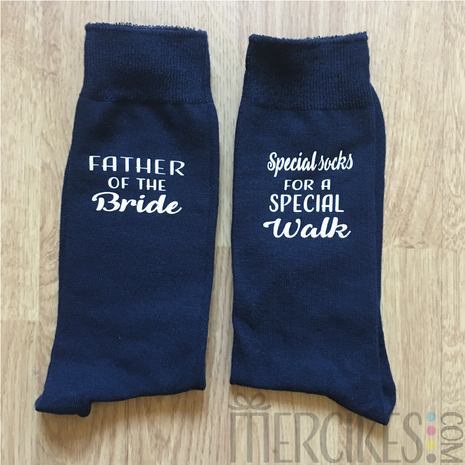 special socks for special walk voor de vader van de bruid kado