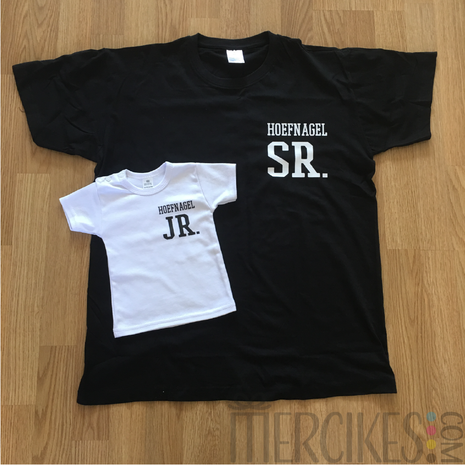 gepersonaliseerde t-shirt Senior junior met achternaam