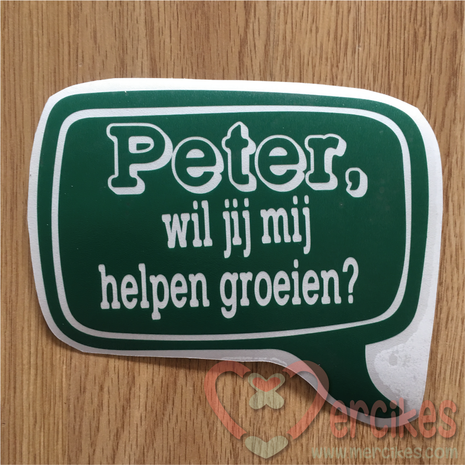 Losse sticker Peter / Peetoom, wil jij mij helpen groeien?