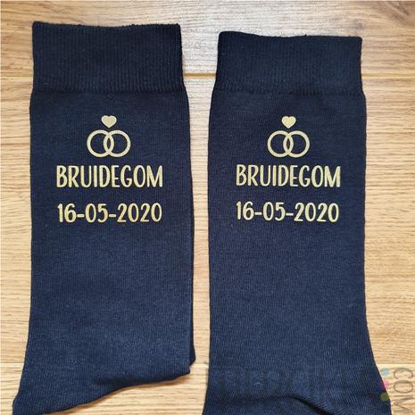 Bedrukte sokken Bruidegom - Strak Lettertype