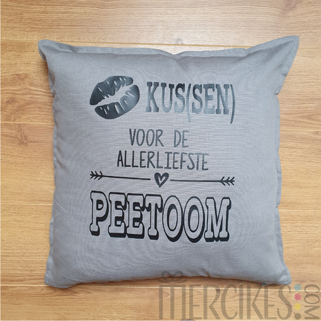 cadeau peetoom, kussen voor de allerliefste peetoom