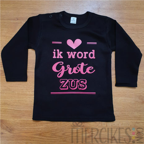 T-shirt Ik word Grote Zus Lijnen Hart