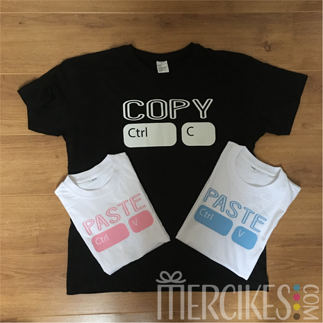 set t-shirts papa kinderen, copy paste t-shirt