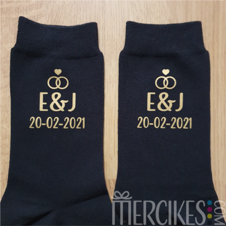 Algemene sokken bruiloft Initialen en Datum