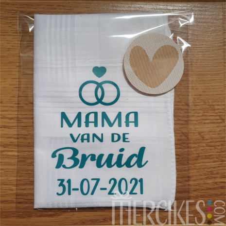 Mama bruid / bruidegom zakdoek met datum