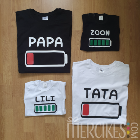 Batterijlevel shirts met naam