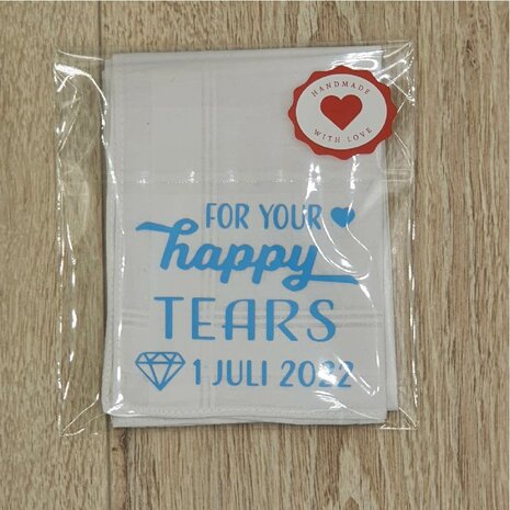 Zakdoek for your Happy Tears met Trouwdatum